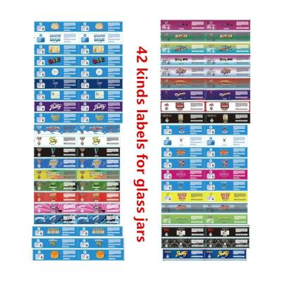 China Only 42 kinds self-adhesive plastic for 60ml -100ml jars 60ml -100ml cookie SF jungle boys 3.5 sticker jars runtz chakras glass stickerssticker for sale