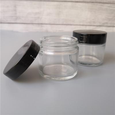 China 60ML Flower Jar Airtight Clear Glass Jar Manufacturer 60ml Glass Jar Storage Around Child Proof Concentrate Packaging Jar for sale