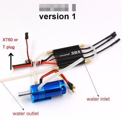 China drip proof boat radio RC brushless drive motor with ESC power system 2862 2800KV 1500KV combined 50A ESC rudde pump water cooling for sale