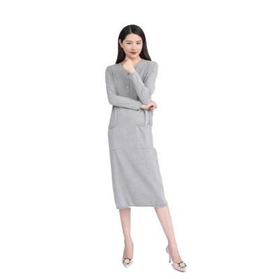 China Popular Simple Round Neck Women's Long Sleeve Casual Knitting Sweater Dress OEM Anti-wrinkle In Autumn And Winter for sale