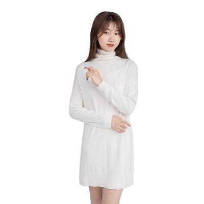 China Anti-wrinkle Factory Clearance Women's Sweater Dress Khaki Long Sleeve Knit Long Lady Sweater Dress for sale