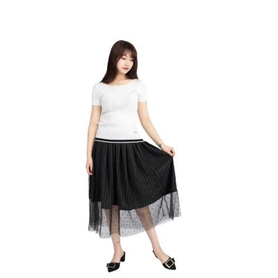 China Factory wholesale anti-static women's high waist pleated lace trim SILK CHIFFON SKIRT women's skirt for sale