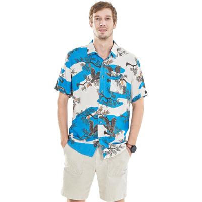 China Anti-pilling Best Selling Cheap European Mens Hawaiian Shirt 100% Rayon Camouflage Shorts Sleeve Shirt for sale