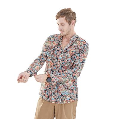 China Anti-pilling Men's Long Sleeve Shirt Flower Button Long Sleeve Shirt Flower Button Leisure Autumn Fashion Street for sale