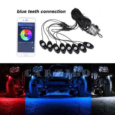 China Offroad Flashing Under Vehicle Motorcycle 8 Pods Car Remote Control Boat RGBW Multicolor Kit Led Rock Light For Car Boat Fashion for sale