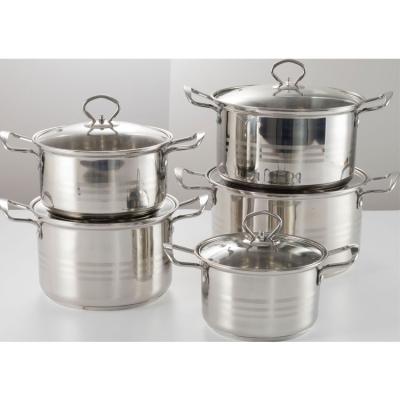 China Sustainable Wholesale Heavy Gauge 5 Layer 10 Piece Bottom Nonstick Cookware Set Cooking Stainless Steel Pot for sale