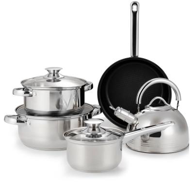 China Sustainable 8pcs Kitchen Utensils Set Industrial Stainless Steel Kitchen Cookware Sets Cooking Pot for sale