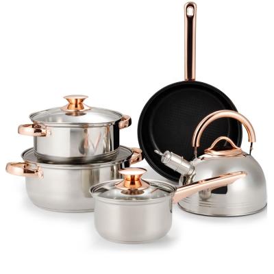 China High-quality Ollas De Acero Utensils Sustainable Set Kitchenware Cooking Pot Set Stainless Steel Pots And Pans Non-Stick Cookware Set for sale