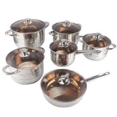 China New Design 12 PCs Sustainable Kitchenware Cooking Pot Non Stick Stainless Steel Cookware Set for sale