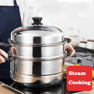 China Sustainable Commercial Steamers For Cooking Restaurant Hotel 26cm Large 2 Layer Steamer Pot for sale