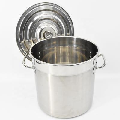 China Sustainable Hotel Kitchen American Style Tilted Bucket High Bodied Large Soup Cooking Stainless Steel Stock Pot With Lid for sale