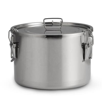 China Multifunctional Food Stored Sealed Bucket 12l - 58l Large Stock Stainless Steel Metal Pot With Lockdown Lock for sale