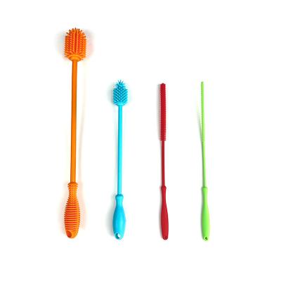 China Durable Cylinder Bottle Straw Brush , Plastic Handle Rubber Bottle Brush for sale