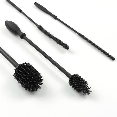 China Black Straw Silicone Bottle Brush Set Nontoxic With Soft Bristles for sale