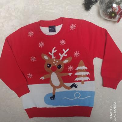 China Anti-pilling 2021 boys knitted warm woolen sweater Christmas print sweater designs for kids for sale