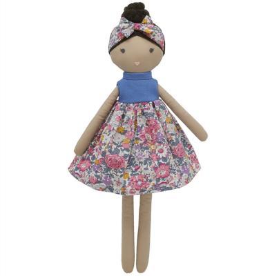 China Manufacturer Price Holiday Fashion Soft Cotton Fabric With Floral Print Dress Baby First Soft Rag Doll For Children 2022 for sale