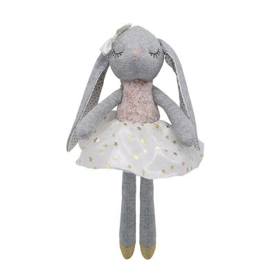 China Custom High Grade Soft Stuffed Animals 38CM Small Ballerina Plush Toy Bunny Toy With White Organza Skirt for sale