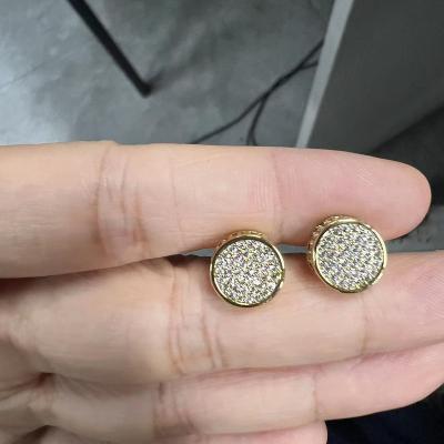 China Trendy De Luxury S925 VVS Moissanite Earring Hip Hop S925 Silver 10K 14K Rrhodium Gold Rrhodium Plated Diamond Round Stud Earrings for sale