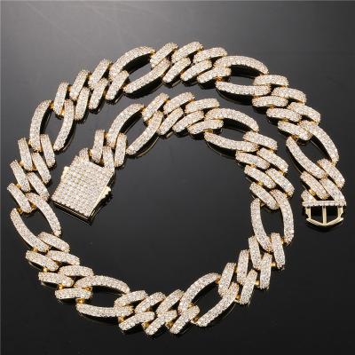 China Hip Hop Full CZ Figaro Cuban Chain Necklace 16mm Man Hitter 3:1 NK Jewelry for sale