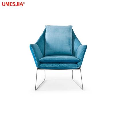 China Italy Designer Extended Modern Armchair Neeyork Chair Living Room Furniture Stainless Steel Legs Leisure Chair for sale