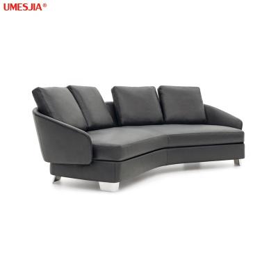 China Lawson Medium Modular Modern Luxury Half Round Sofa Living Room Italy Style Sofa With Stainless Steel Genuine Leather Leg for sale