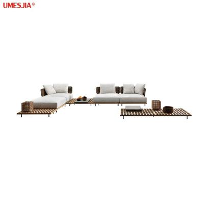 China Modern outdoor furniture modern Italian style teak luxury sofa in garden sets quadrado outdoof furniture sectinals and loveseats for sale