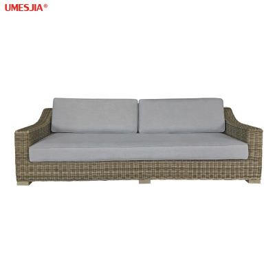 China Modern Garden 3 Seater Sofa Outdoor Woven Seat All Weather Round Rattan Customized Timber Framed Building Style Provence Sofa for sale