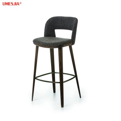 China Modern Italy Bar Furniture Stainless Steel Black Ash Wood Beech Wood Bar Stool Modern Chair with Fabric Bar Chair Path Barstool for sale