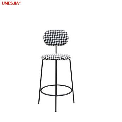 China Modern Bar Furniture Velvet Round Shape Iron Modern Bar Stool Fully Upholstered Bar Stool With Painted Metal Frame for sale