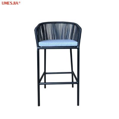 China Modern Modern Outdoor Garden Balcony Patio Bar Stool Chair With Aluminum Frame PE Rattan Bar Stool for sale