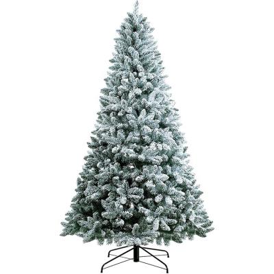 China Hot Sale 7ft Pre-lit Christamas Decoration Last Pointed PVC Hinged Artificial Assembled Christmas Tree for sale