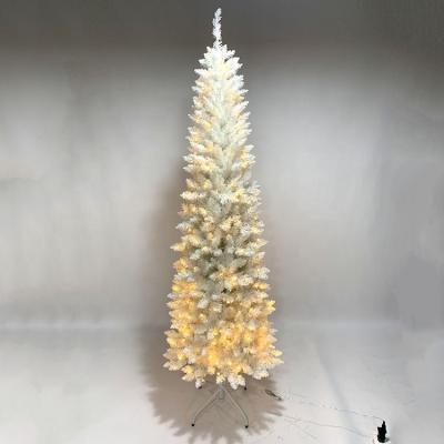 China New Style 7.5ft Pre Lit Artificial Thin White Christmas Tree Christamas Decoration Ball Tricks Home Decoration for sale