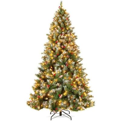 China Christamas Decoration Premium White Painted PVC Hinged Prelit Christmas Tree With Warm White Lights for sale