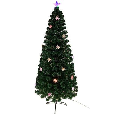 China Wholesale Low Price High Quality Colorful Led Fiber Christamas Decoration Christmas Tree With Snowflakes for sale