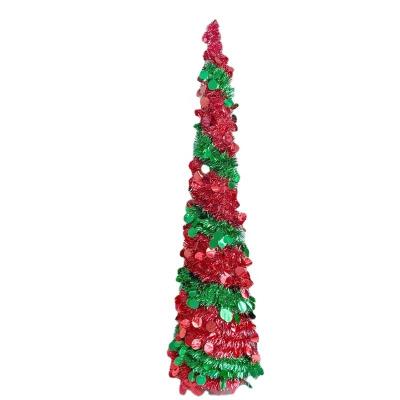 China Christamas Decoration New Year Folding Double Braid Color Pop Up Christmas Tree 6ft With Small Round Pieces for sale