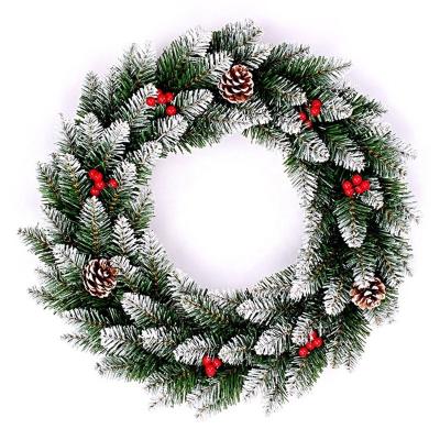 China Pointed Christmas Painted Christamas Home Decoration Wholesale Artificial PVC Wreath 50cm White for sale