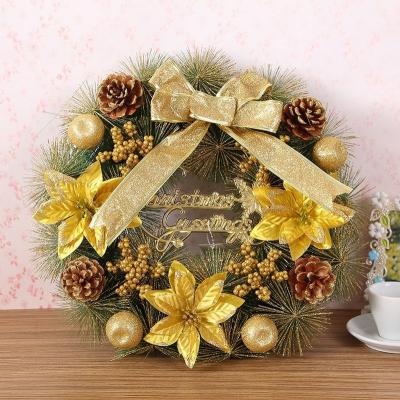 China 40cm Pine Needle Gold Glitter Pine Garland Artificial Christmas New Natural Christamas Home Decoration Decor for sale