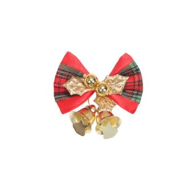 China Factory Made Christamas Home Decoration Christmas Tree Ribbon 5cm Velvet Christmas Bow With Small Bells for sale