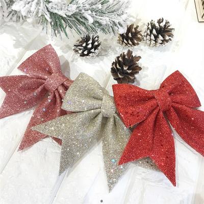 China Christamas Home Decoration Design New 15cm To 40cm Glitter Shiny Large Christmas Decorative Bows for sale