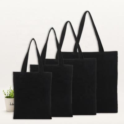 China Reusable Eco Friendly Hot Selling Custom Logo Black Custom Printing Canvas Shopping Bag for sale