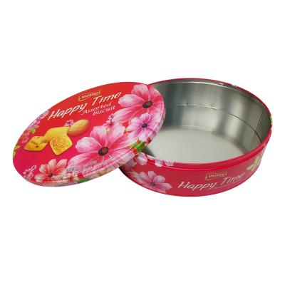 China Oval Shape Tinplate Cookie Packing Tin Can Metal Tinplate Packaging Box For Cookie for sale