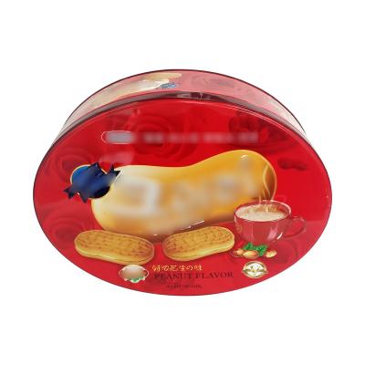 China Recycled Oval Printing Materials Tin Box Biscuit Cookie Metal Tin Box for sale