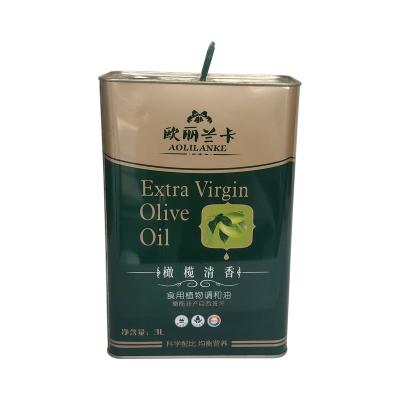 China Food Grade 3 L Olive Oil Can Square Tins Tinplate Container Cooking Oil Packaging for sale