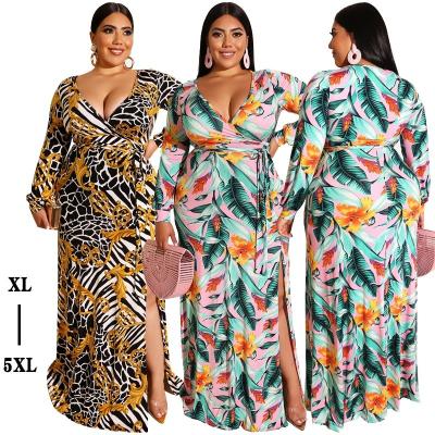 China Factory Wholesale Women Breathable Plus Size Ruffle V-Neck Floral Layered Casual Wear Plus Size Women Clothing for sale