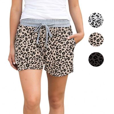 China New Design Anti-wrinkle Summer Leopard Print Fashionable Custom Drawstring Waist Women's Casual Shorts for sale