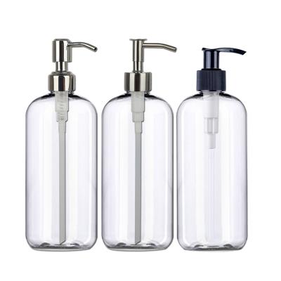 China Wholesale 1L BEAUTY PACKAGING 32 oz Clear Amber PET Boston Round Plastic Pump Bottles for sale