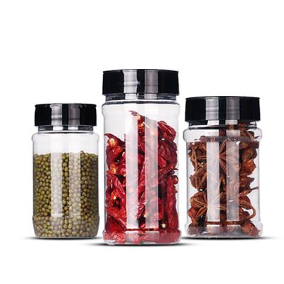 China PET Viable Clear Plastic Spice Bottle Seasoning Jar With Shaker Lid Pepper Shaker With Flap Lid For Salt Herbs Powders Storage for sale