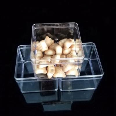 China Freshness Preservation 430ml 14oz Food Storage Clear Square PS Wholesale Plastic Box For Biscuit Packing Biscuits Container for sale