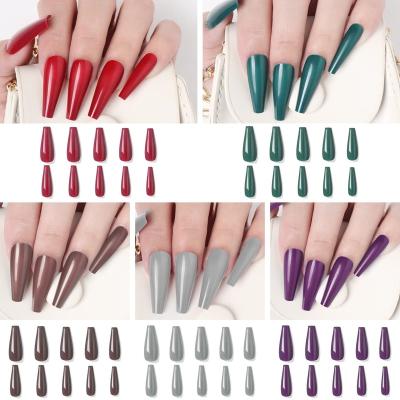 China Btartbox-Gel Long Design Coffin Nail Kit-500Pcs Ballerina Press On Nails DIY Art Kit 4PCS Sticks 1PC Nail File With Case for sale