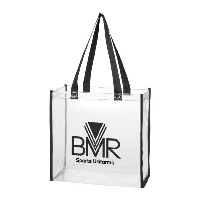 China Waterproof Clear Tote Bag Eco-friendly Handled Shopping Bag Tote Bag PVC Promotional Tote Bag For Beach Vacation for sale